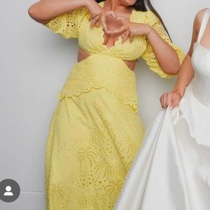 FARM Rio Women's Yellow Richelieu Midi Dress size Medium